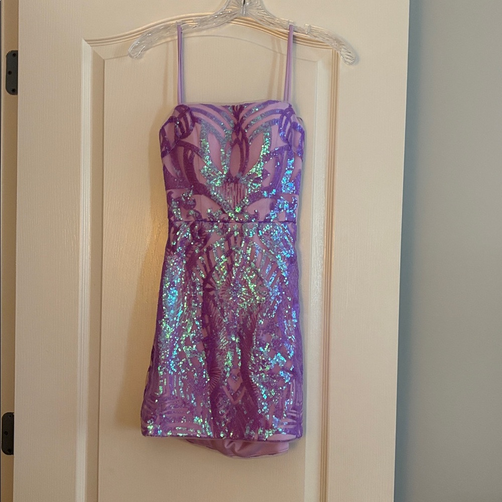 Never Been Worn Purple Sequin Mini Dress